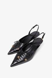 Black leather slingblacks