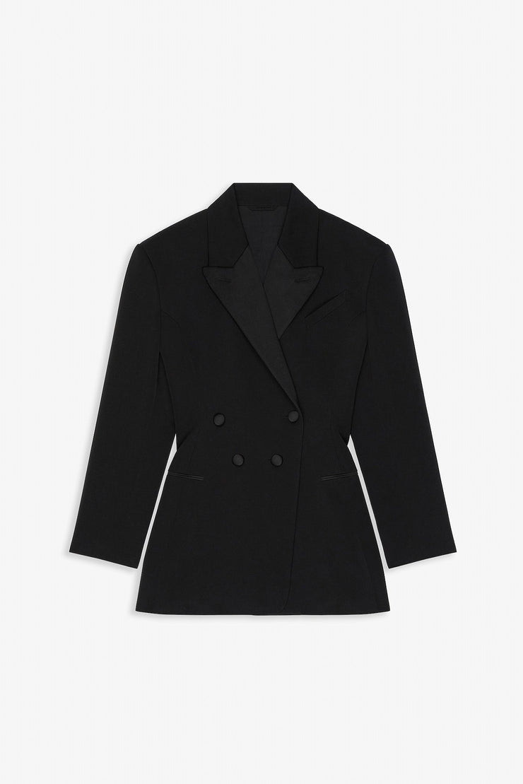 Pleated back smoking jacket