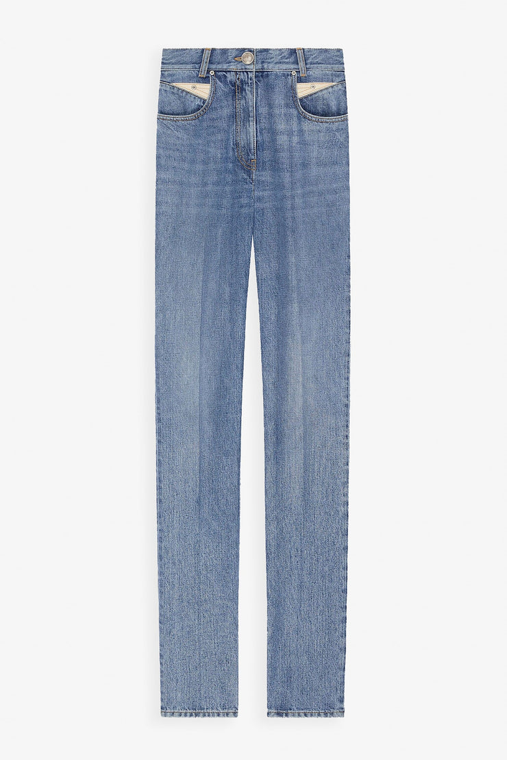 Back details denim pants
