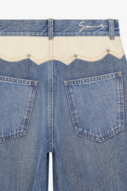 Back details denim pants