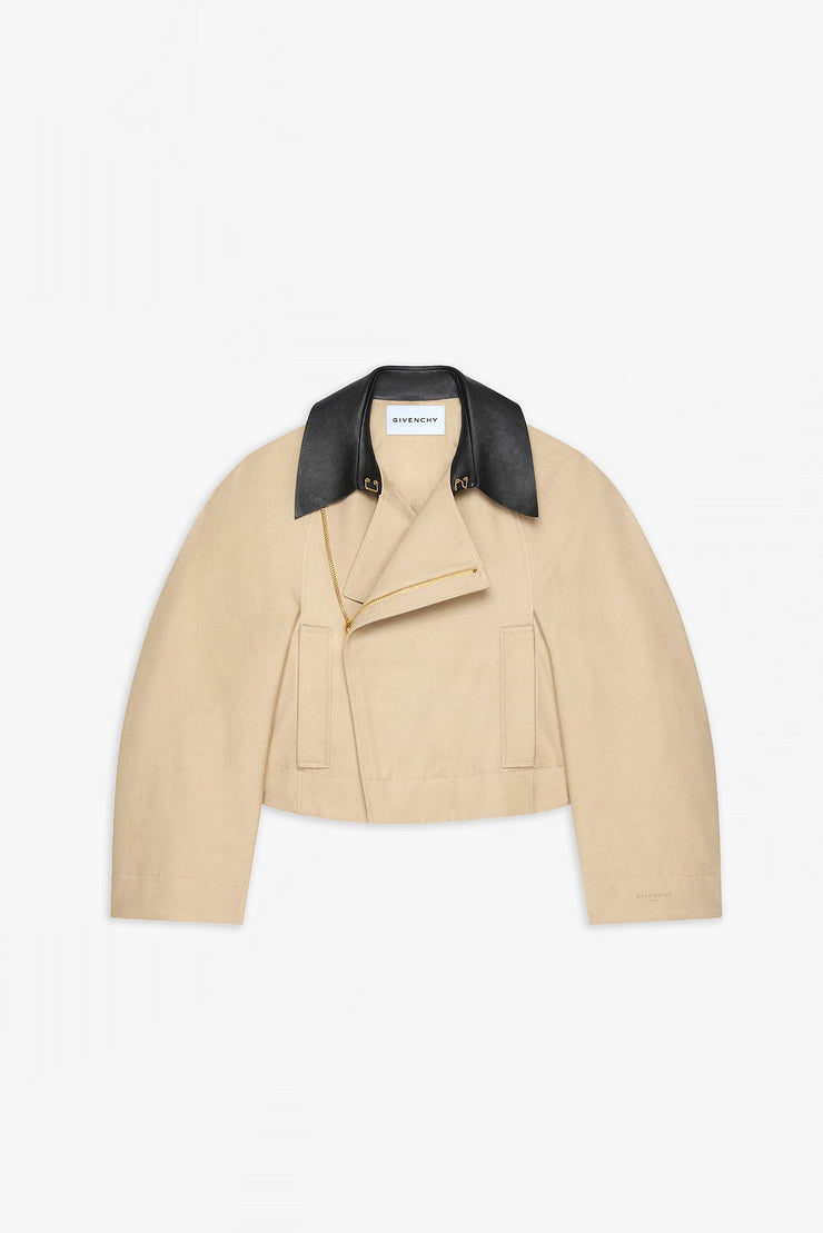Short beige zipped jacket