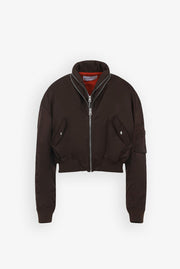 Brown zipped bomber jacket