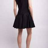 Short sleeve black flare dress