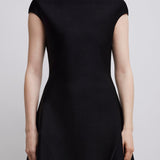 Short sleeve black flare dress