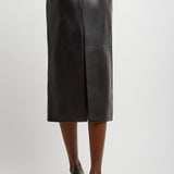 Pencil black leather skirt