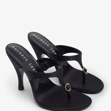 Kiss and Tell 100 black satin mule sandals