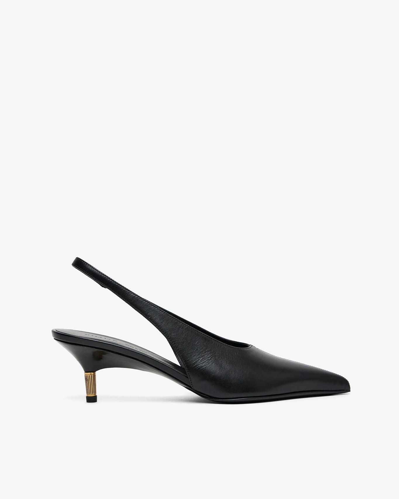 Black slingback heel on a white background