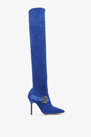 Plinianuthi blue suede over-knee boots