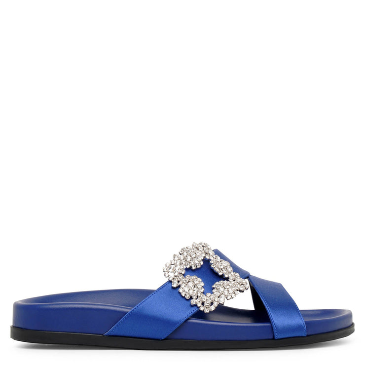 Chilanghi blue satin flat sandals