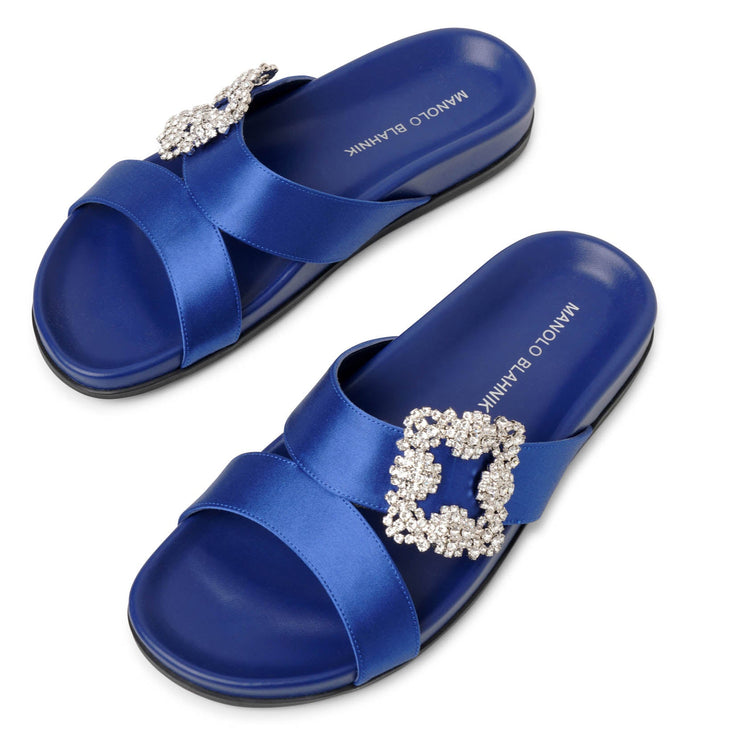 Chilanghi blue satin flat sandals