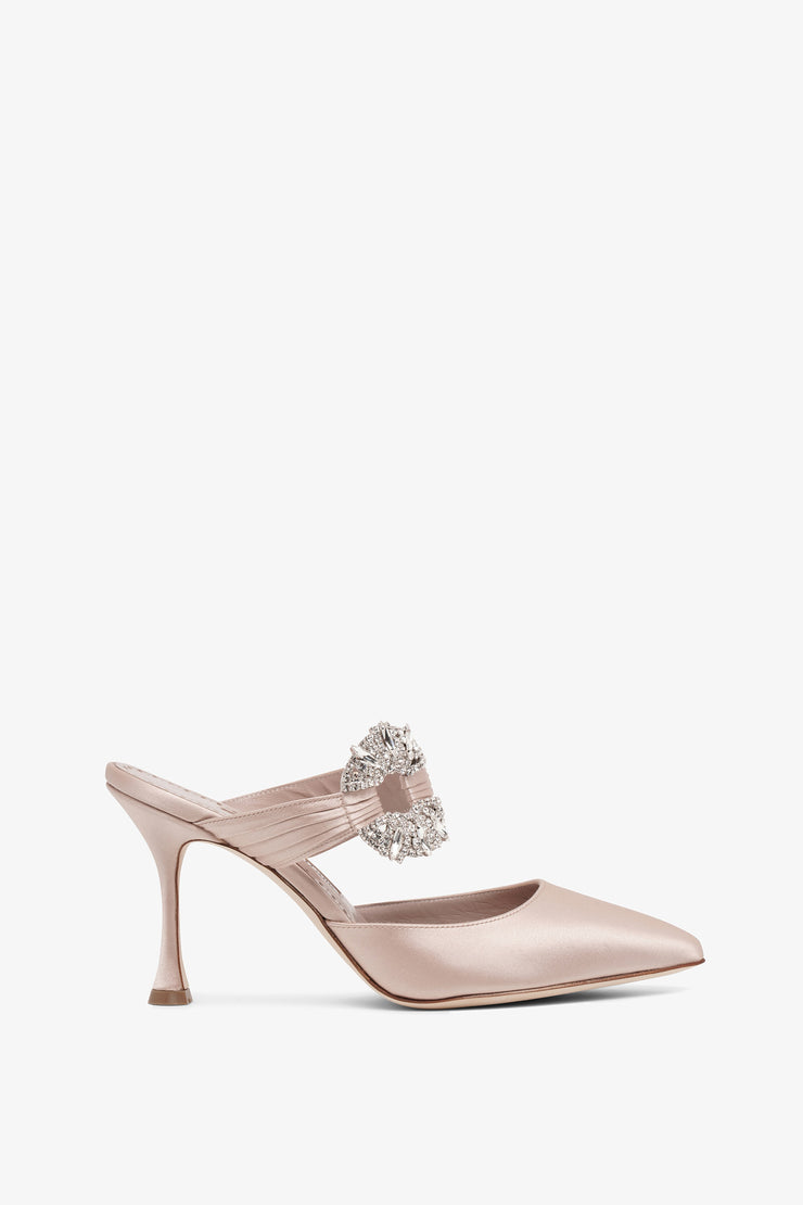 Maidugura 90 beige satin mules