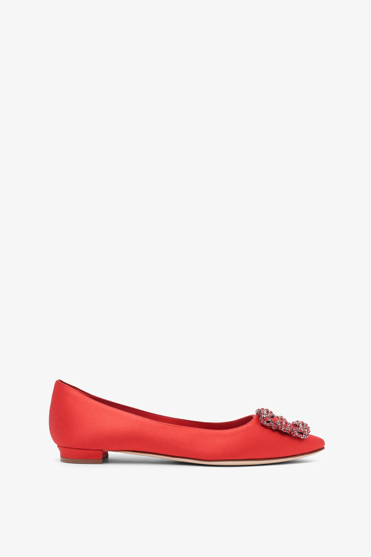 Hangisi red satin flats