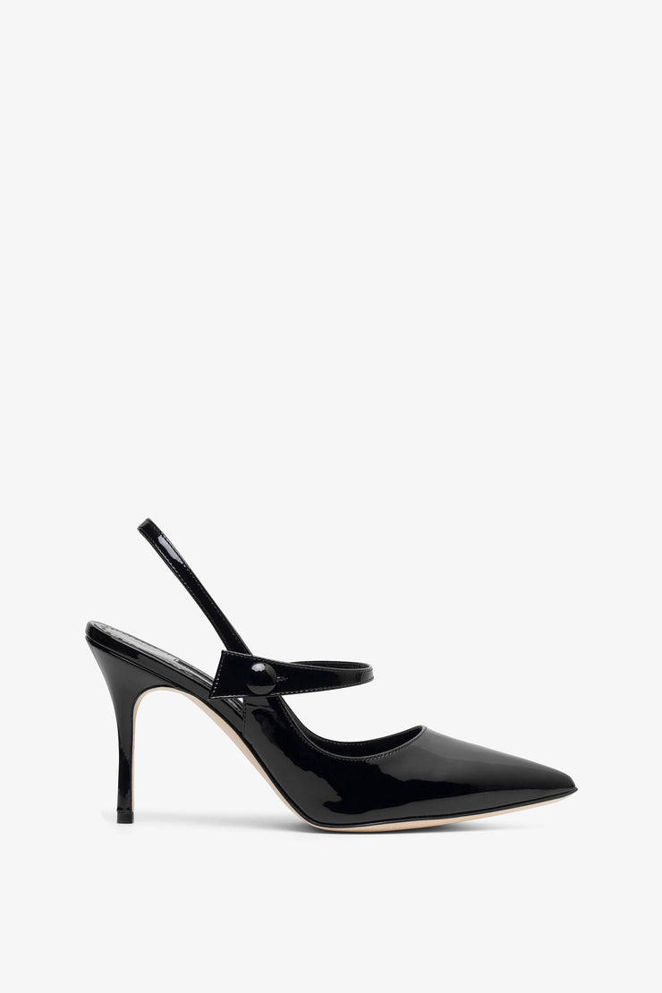 Didion 90 black patent slingbacks