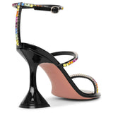 Gilda embellished patent black leather sandals