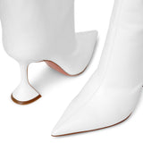 Rain white leather boots