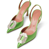 Camelia sling 90 light green satin pumps