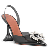 Begum sling crystal embellished black pvc pumps