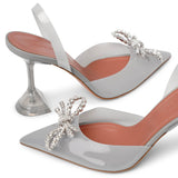 Rosie sling embellished grey pvc pumps