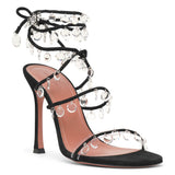 Tina lace up black suede sandals