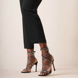 Tina lace up black suede sandals