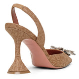 Begum sling 95 beige canvas pumps