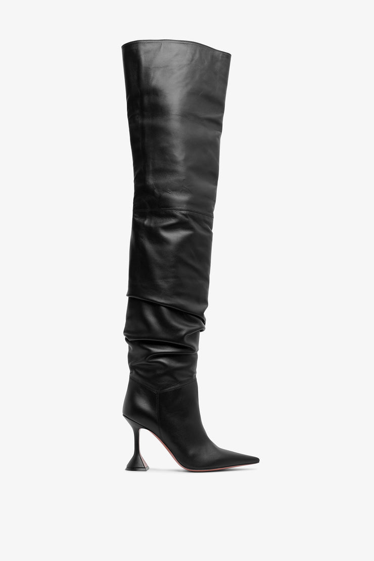 Olivia 95 black leather over knee boots