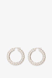 Jah hoop big white and gold crystal earrings