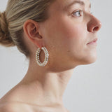 Jah hoop big white and gold crystal earrings