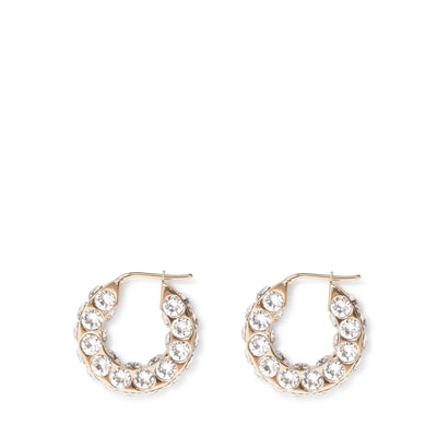 Jah hoop small white and gold crystal earrings