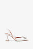 Begum sling 70 crystal embellished white leather pumps