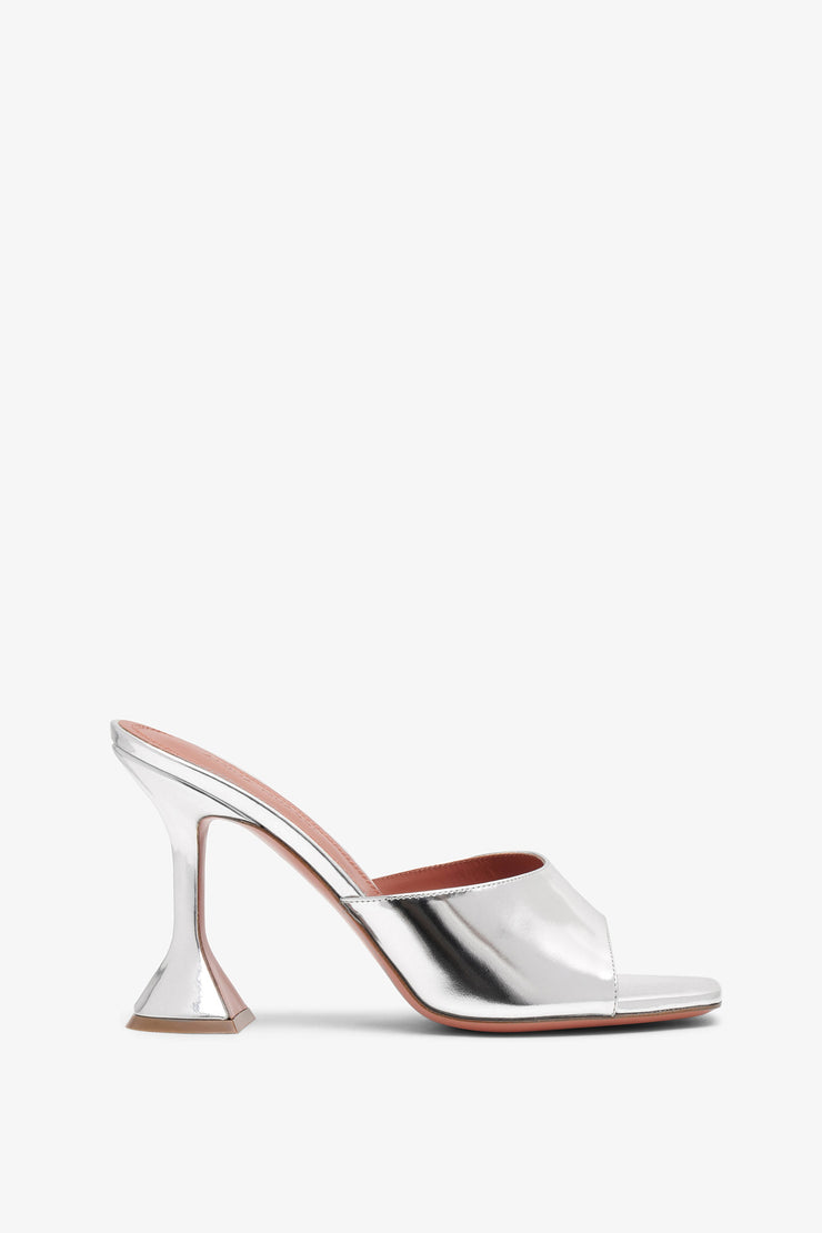 Lupita 95 silver mirror patent mules