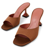 Lupita 70 brown satin mules