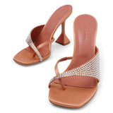 Shiona 95 beige satin crystal mules
