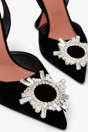 Begum sling 95 black velvet pumps