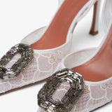 Camelia 90 white lace pumps