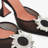 Begum 95 black mesh slingback pumps