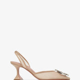 Begum 70 beige mesh slingback pumps