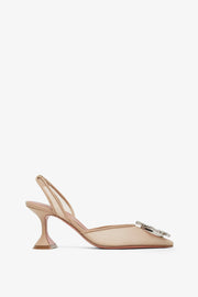 Begum70 beige mesh slingback pumps