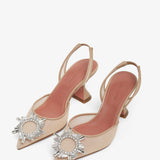 Begum 70 beige mesh slingback pumps