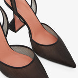 Holli 95 black mesh slingback pumps