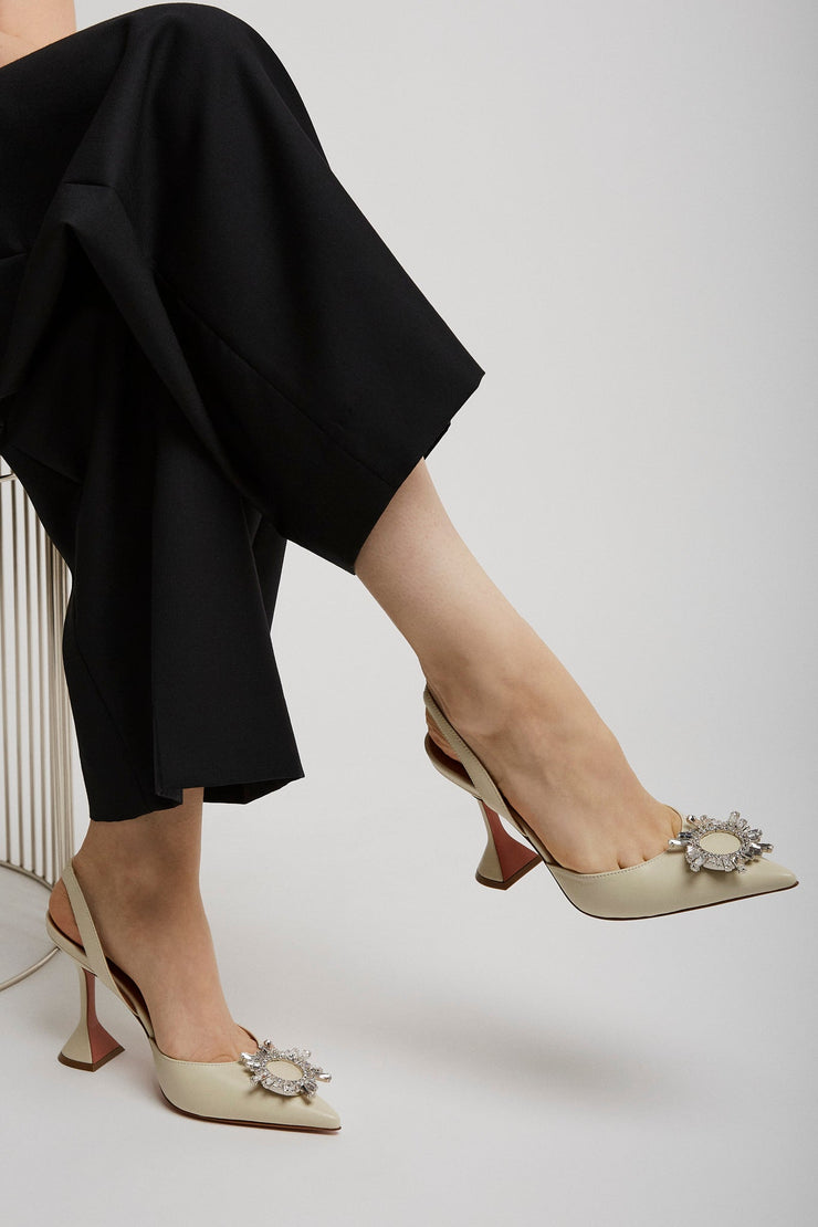 Begum 95 white leather slingbacks