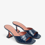 Lupita Slipper 70 navy embossed leather mules