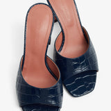 Lupita Slipper 70 navy embossed leather mules