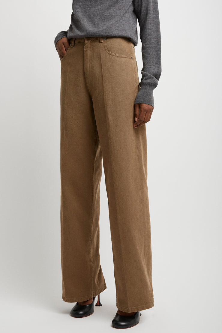Back zips khaki jeans