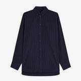 Button blue collar shirt