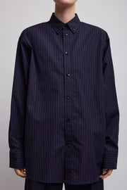 Button blue collar shirt