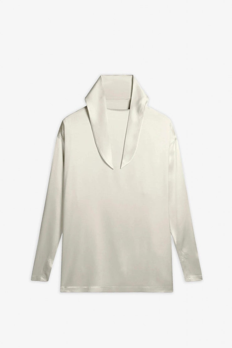 Liquid cream knot collar top