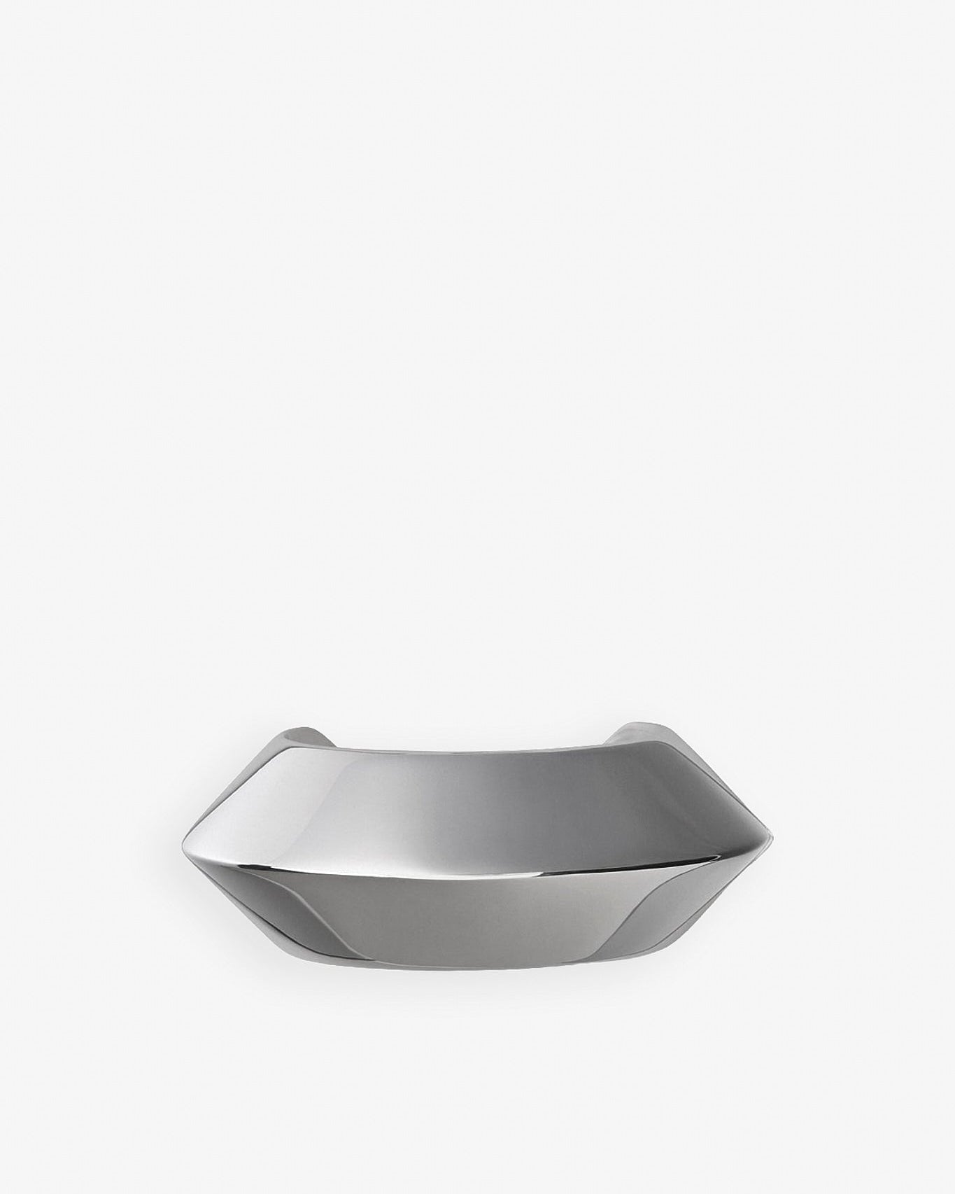Silver geometric bowl on a white background