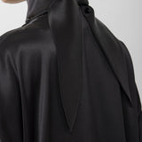 Liquid black knot collar top