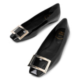 Trompette metal buckle black patent ballerinas